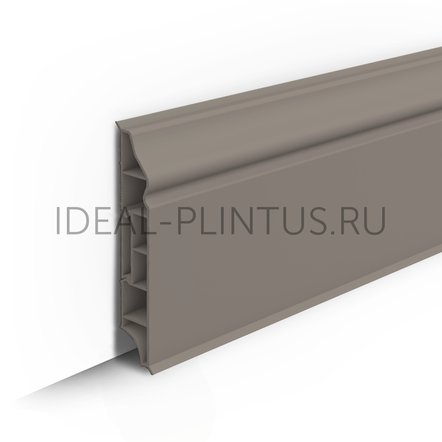 Ideal — Плинтус напольный IDEAL Дюра фигурный 036 Платиново-серый 80x16x2200 мм