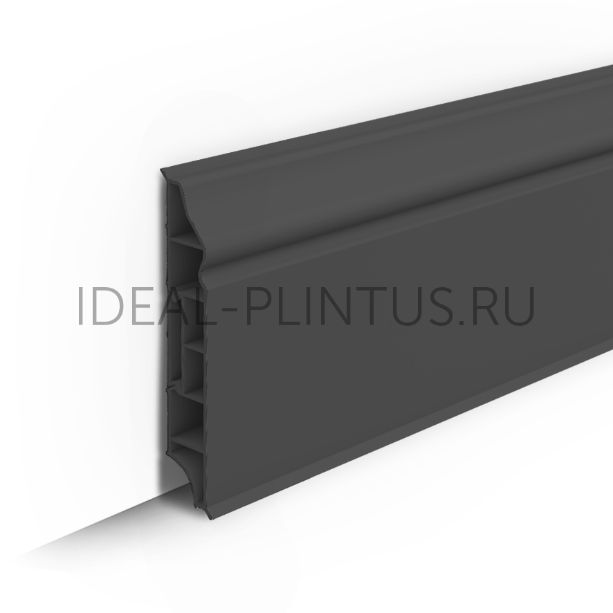 Ideal — Плинтус напольный IDEAL Дюра фигурный 093 Графит 80x16x2200 мм